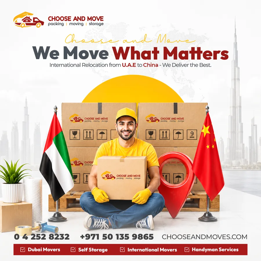 Choose and Move social media post: International relocation from UAE to China